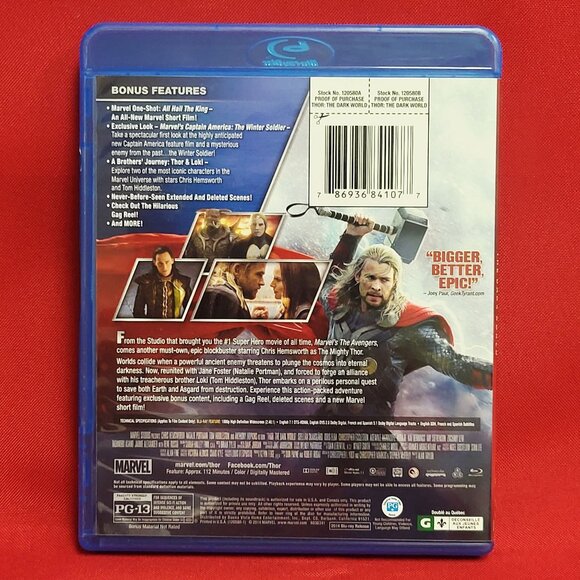 Thor The Dark World Marvel Studios Blu-Ray 2013 - Picture 2 of 8